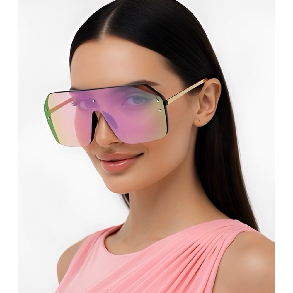 Eye Wear Sunglasses UV400 Protection Pink Mirror‎ Lens Women Female Luxury Gafas